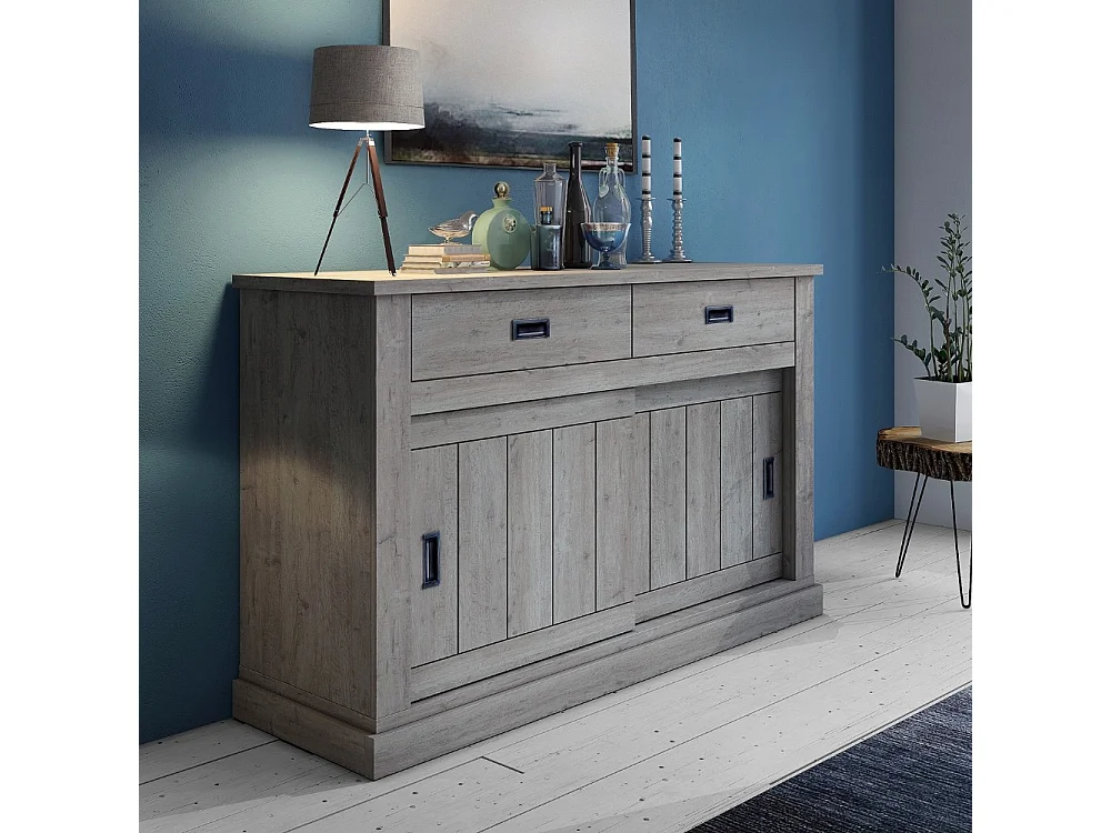 Madia colore ancona oak 2 cassetti e 2 ante scorrevoli Anthony52 149,9x49,8x95,5H stile shabby