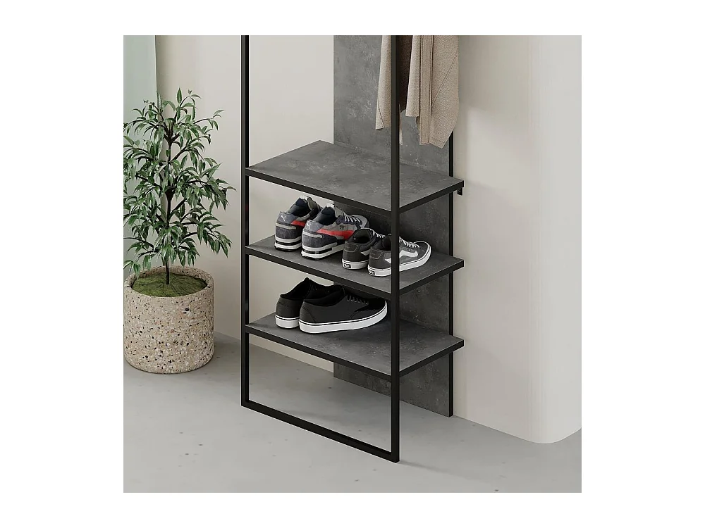 Mobile ingresso grigio Archy con appendiabiti e scarpiera 53x31.7x180H – Stile industriale e organizzazione