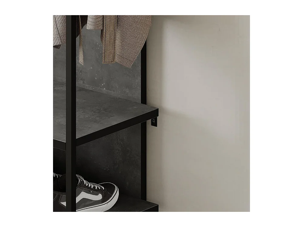 Mobile ingresso grigio Archy con appendiabiti e scarpiera 53x31.7x180H – Stile industriale e organizzazione