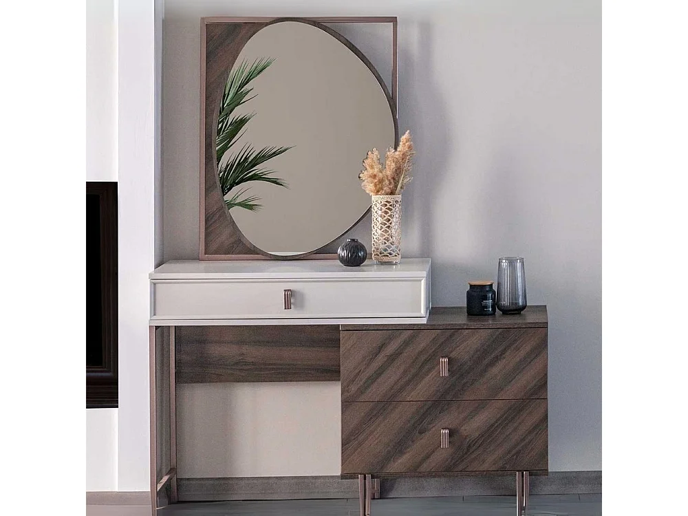 Camera da letto Merlin noce mozambik spatolato armadio 6 ante e letto contenitore