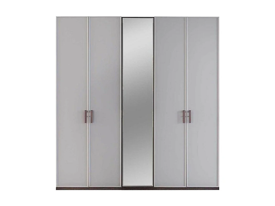 Camera da letto Merlin noce mozambik spatolato armadio 6 ante e letto contenitore