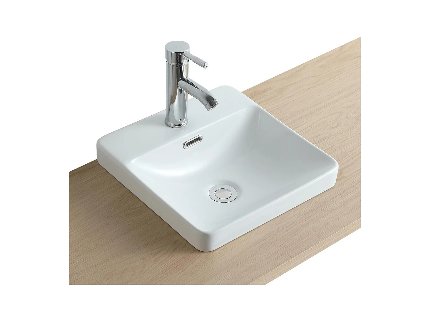 Vasque semi encastrée carrée en céramique blanche 37cm