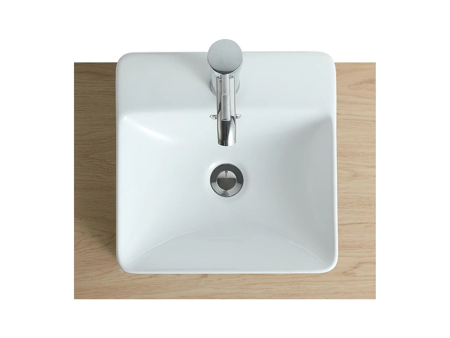 Vasque semi encastrée carrée en céramique blanche 37cm