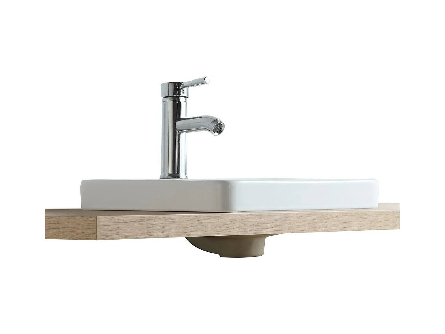 Vasque semi encastrée carrée en céramique blanche 37cm