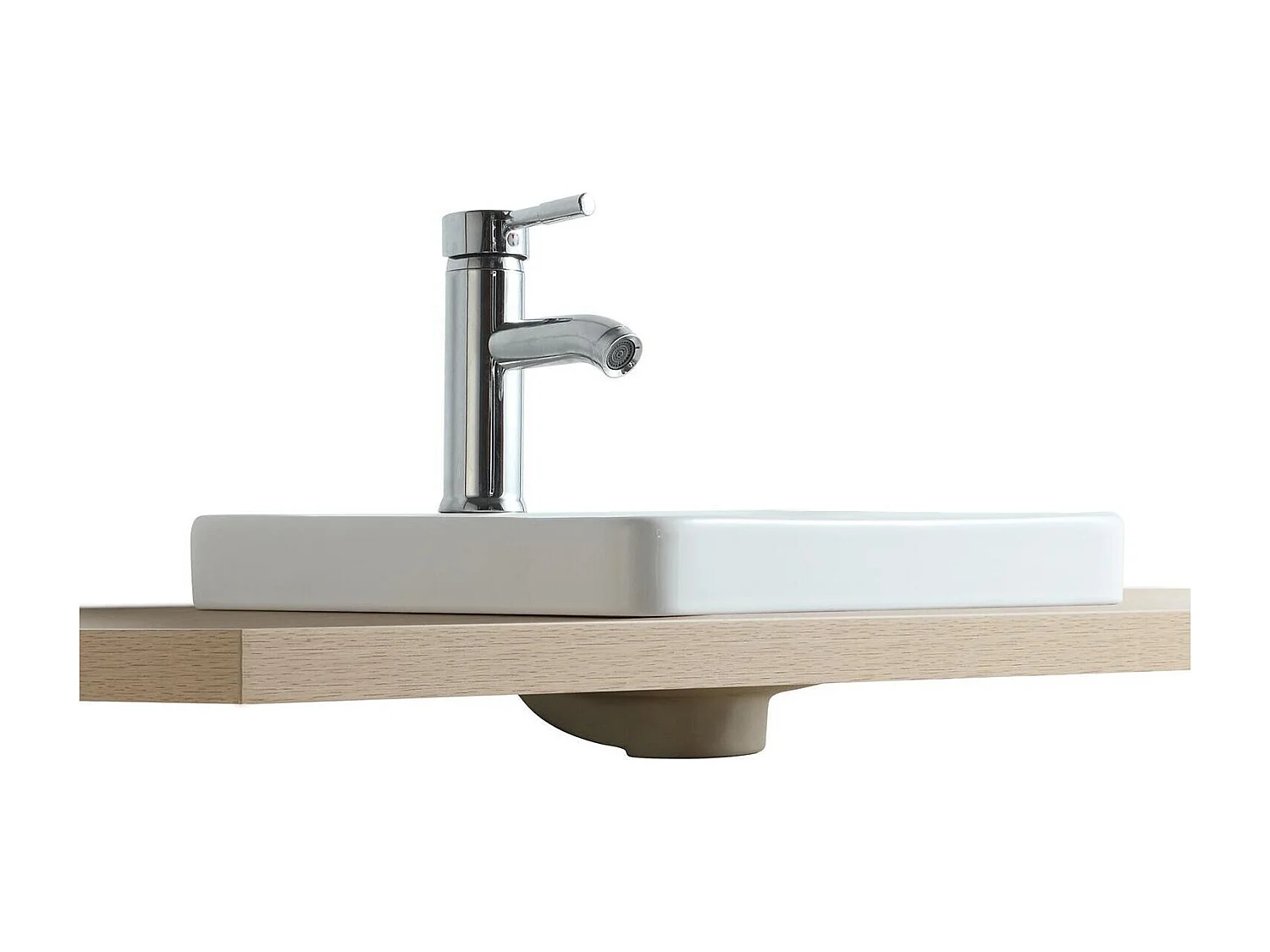 Lavabo cuadrado semiencastrado LEA de cerámica blanca de 37 cm