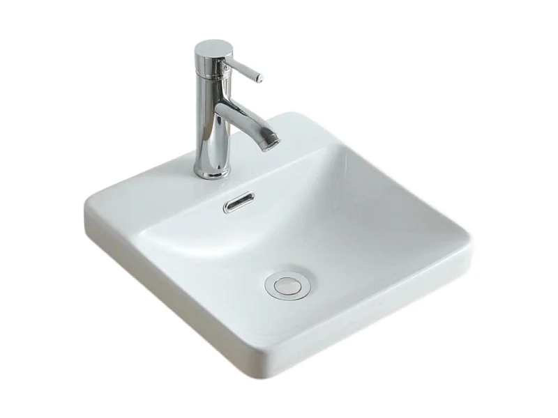 LEA 37cm biała ceramiczna kwadratowa półblatowa umywalka