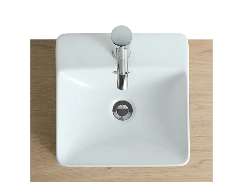 LEA 37cm biała ceramiczna kwadratowa półblatowa umywalka