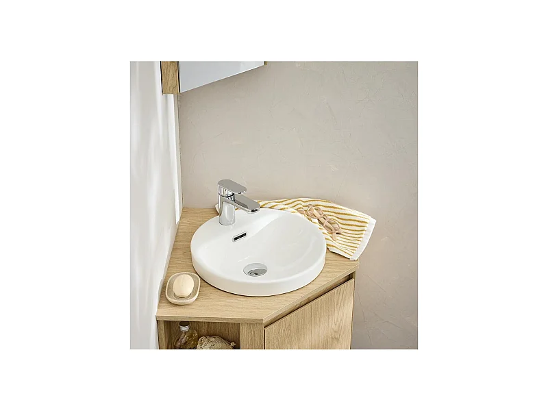 JADE 37cm ronde half-inbouw witte keramische wastafel