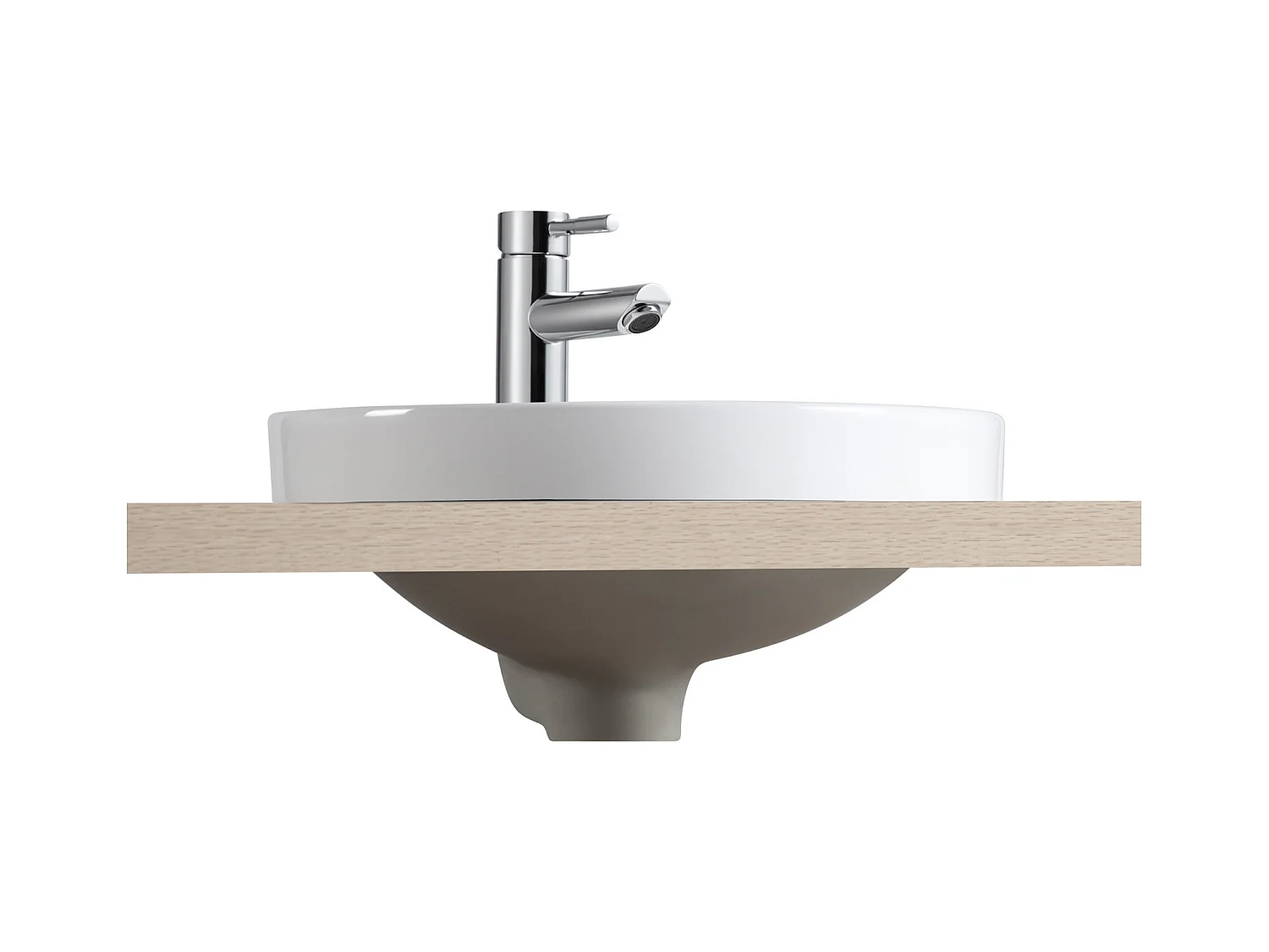 Lavabo redondo semiempotrado de cerámica blanca JADE de 37 cm