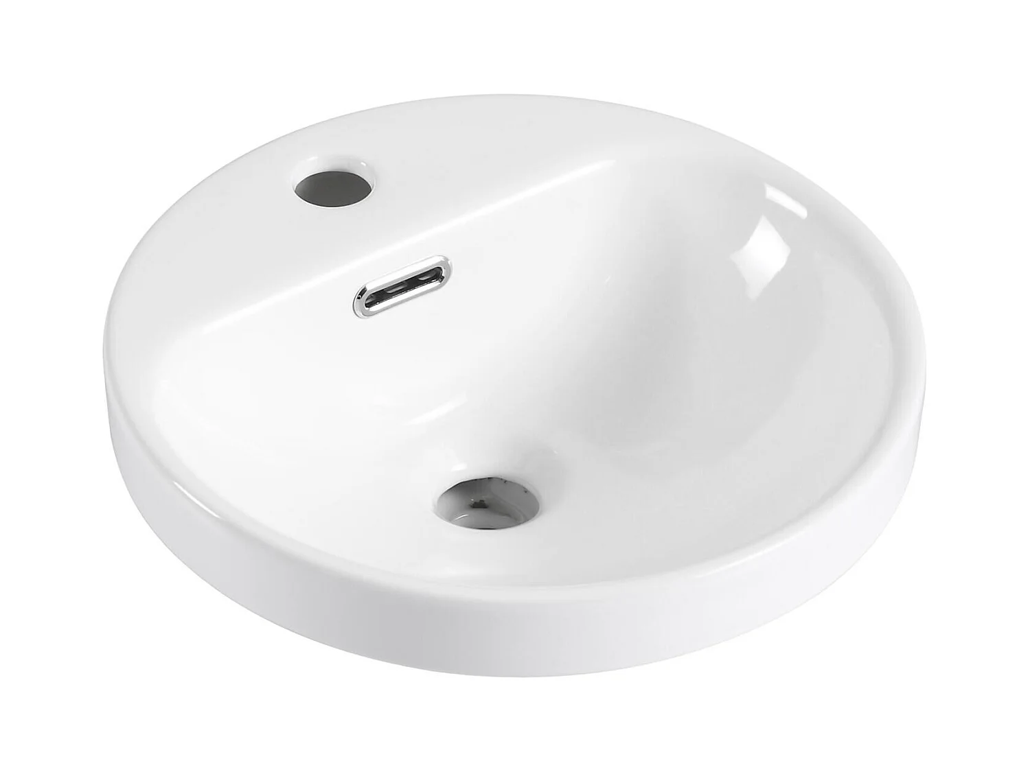 Lavabo redondo semiempotrado de cerámica blanca JADE de 37 cm