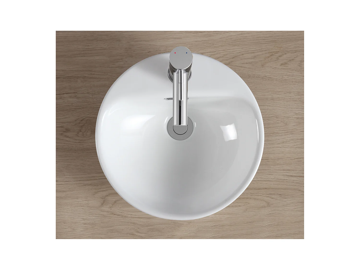Lavabo redondo semiempotrado de cerámica blanca JADE de 37 cm