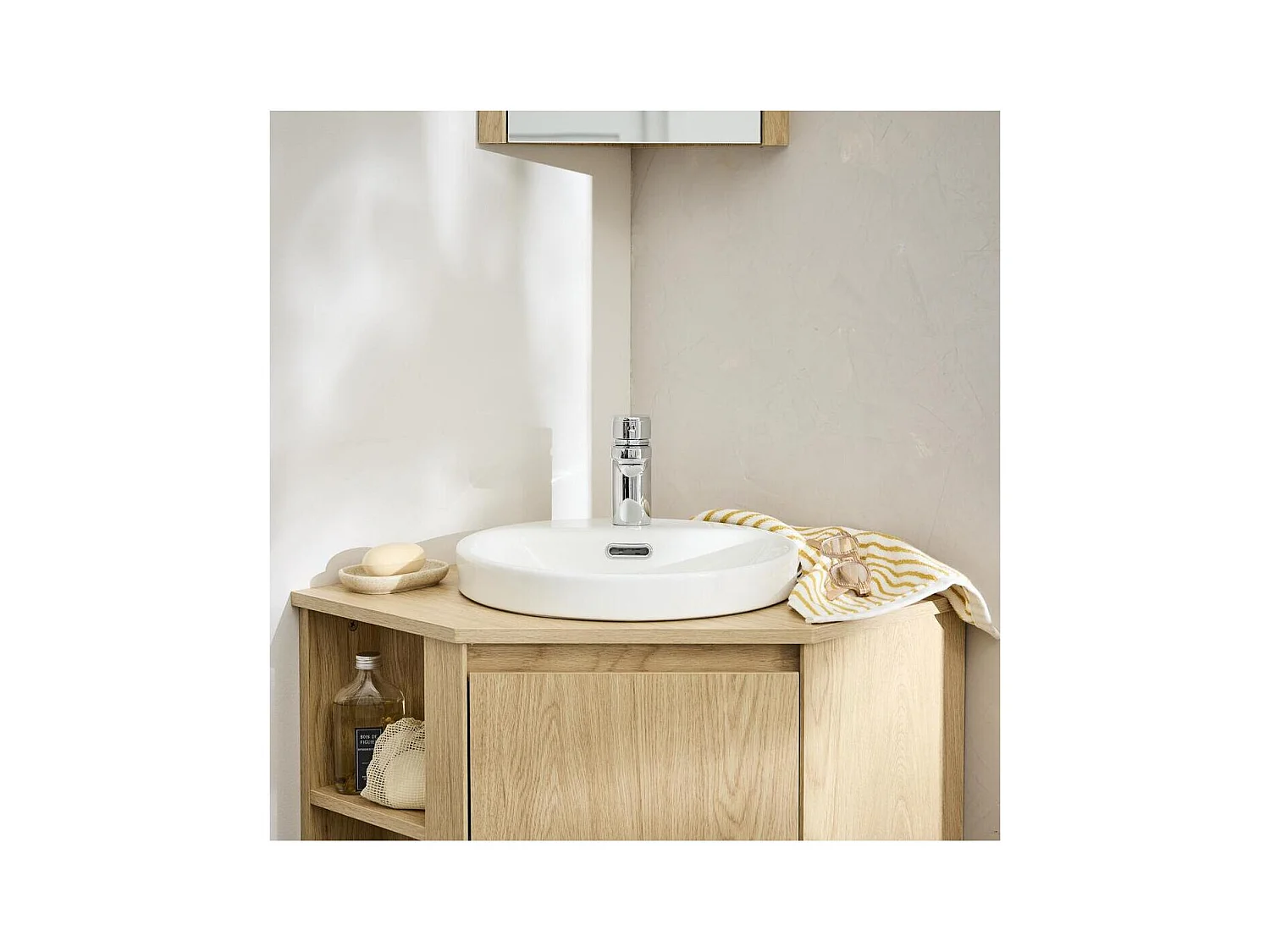 Lavabo redondo semiempotrado de cerámica blanca JADE de 37 cm