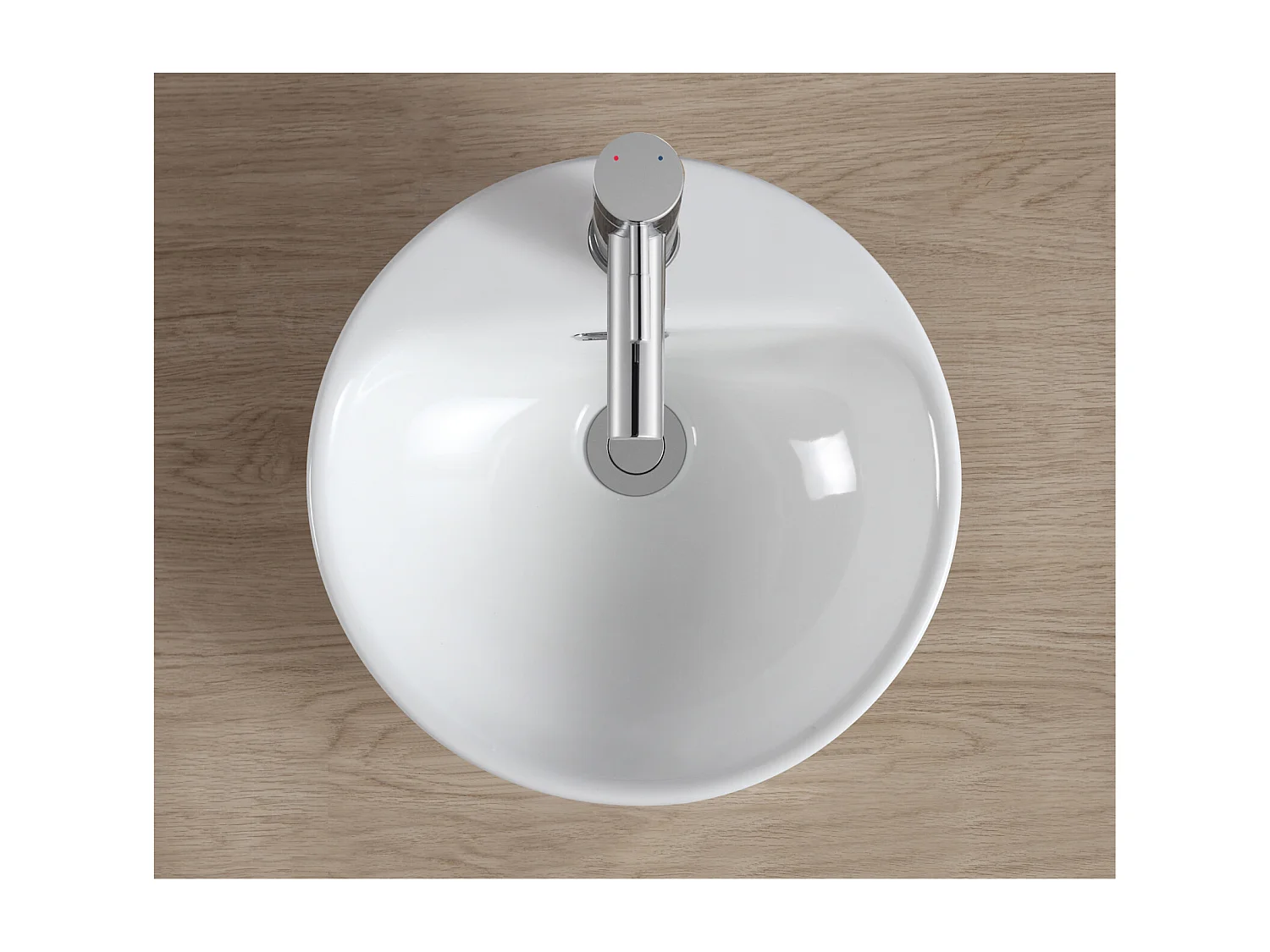 Vasque semi encastrée ronde en céramique blanche 37cm