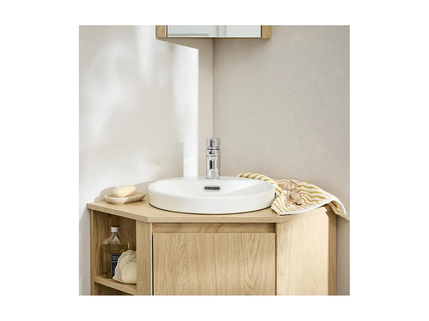 Lavabo redondo semiempotrado de cerámica blanca JADE de 37 cm