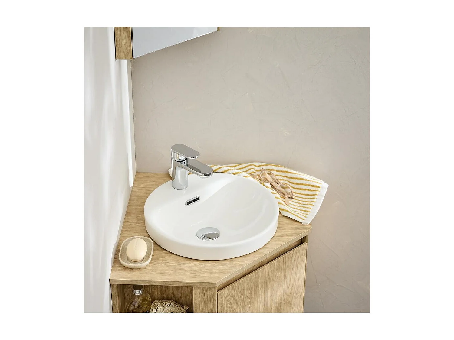 Lavabo semincasso rotondo in ceramica bianca JADE 37cm