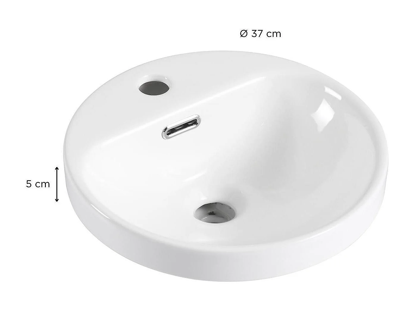 Lavabo semincasso rotondo in ceramica bianca JADE 37cm