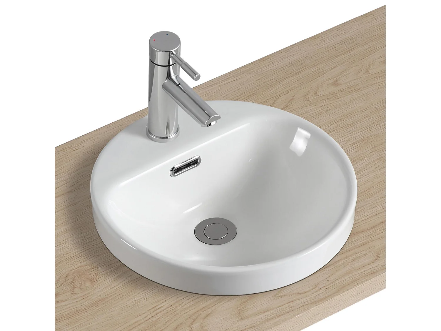 Lavabo redondo semiempotrado de cerámica blanca JADE de 37 cm