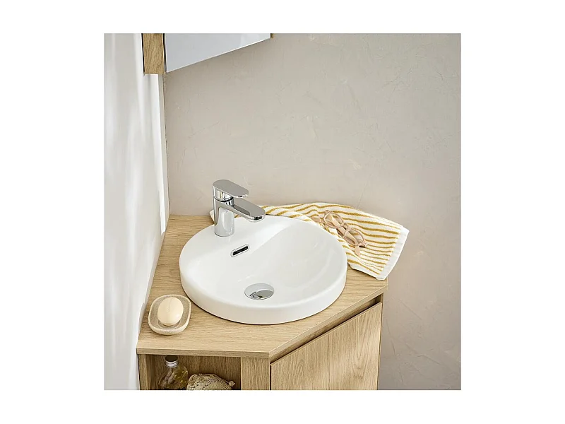 Lavabo semincasso rotondo in ceramica bianca JADE 37cm