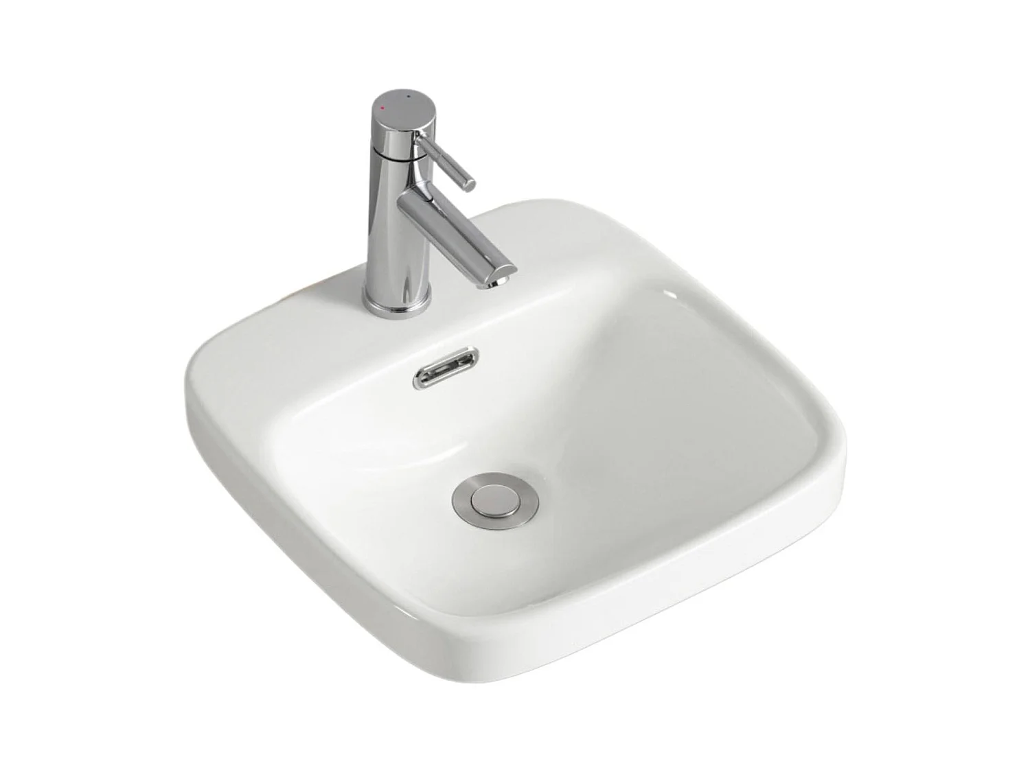 Vasque semi encastrée carrée en céramique blanche 37cm