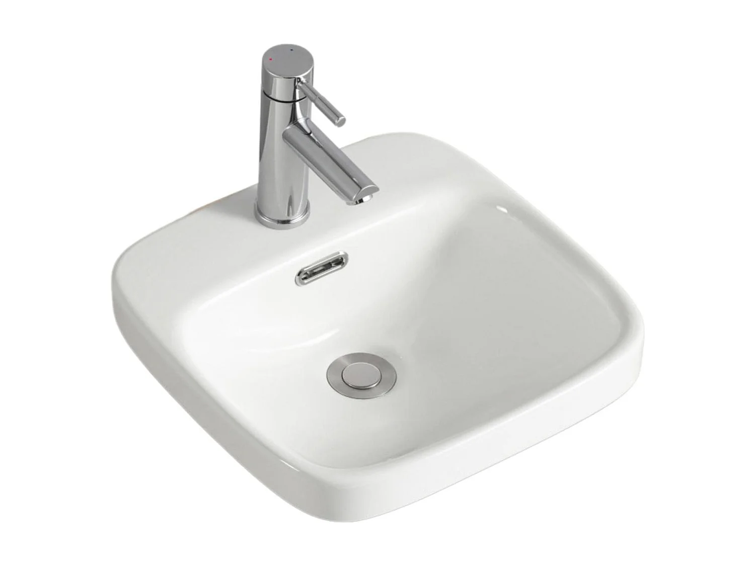 JADE 37cm witte keramische vierkante half-inbouwwastafel