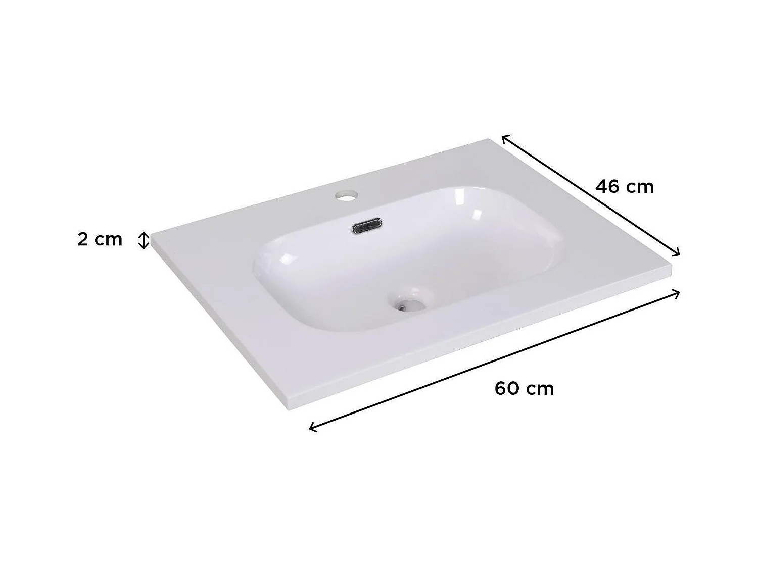 ENIO Mueble lavabo integrado 60cm blanco en resina sintética