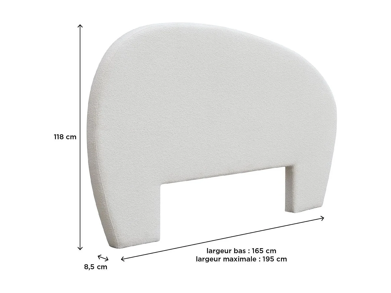 Tête de lit tissu bouclette écru 165cm