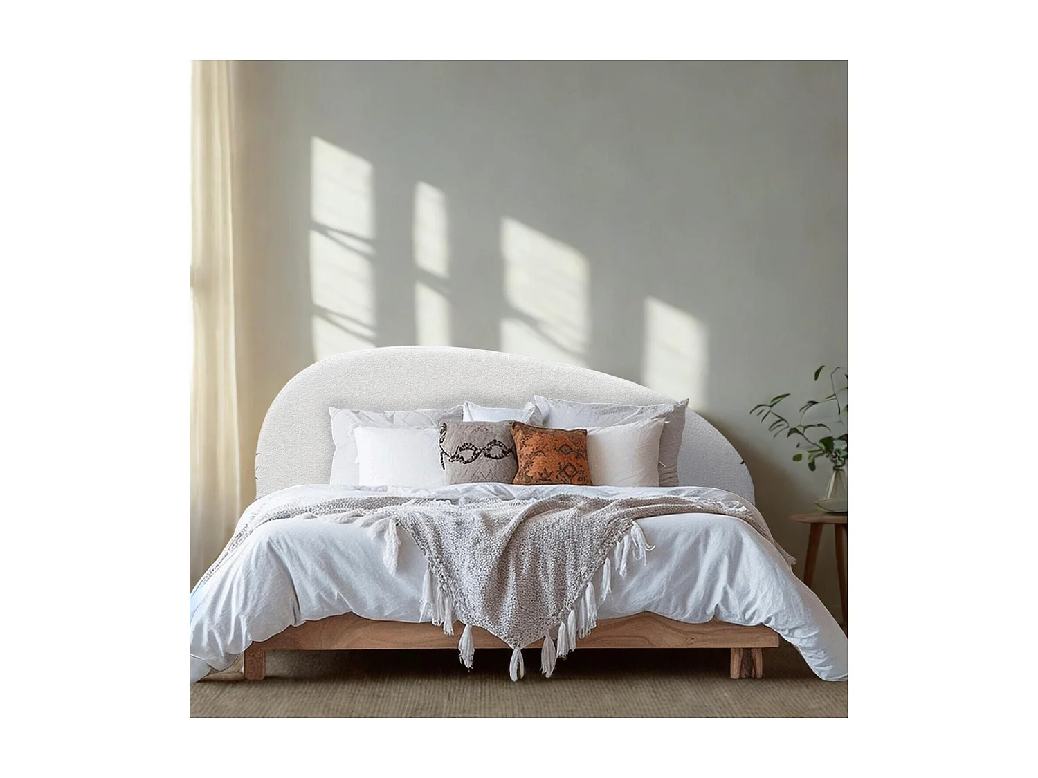 Tête de lit tissu bouclette écru 165cm