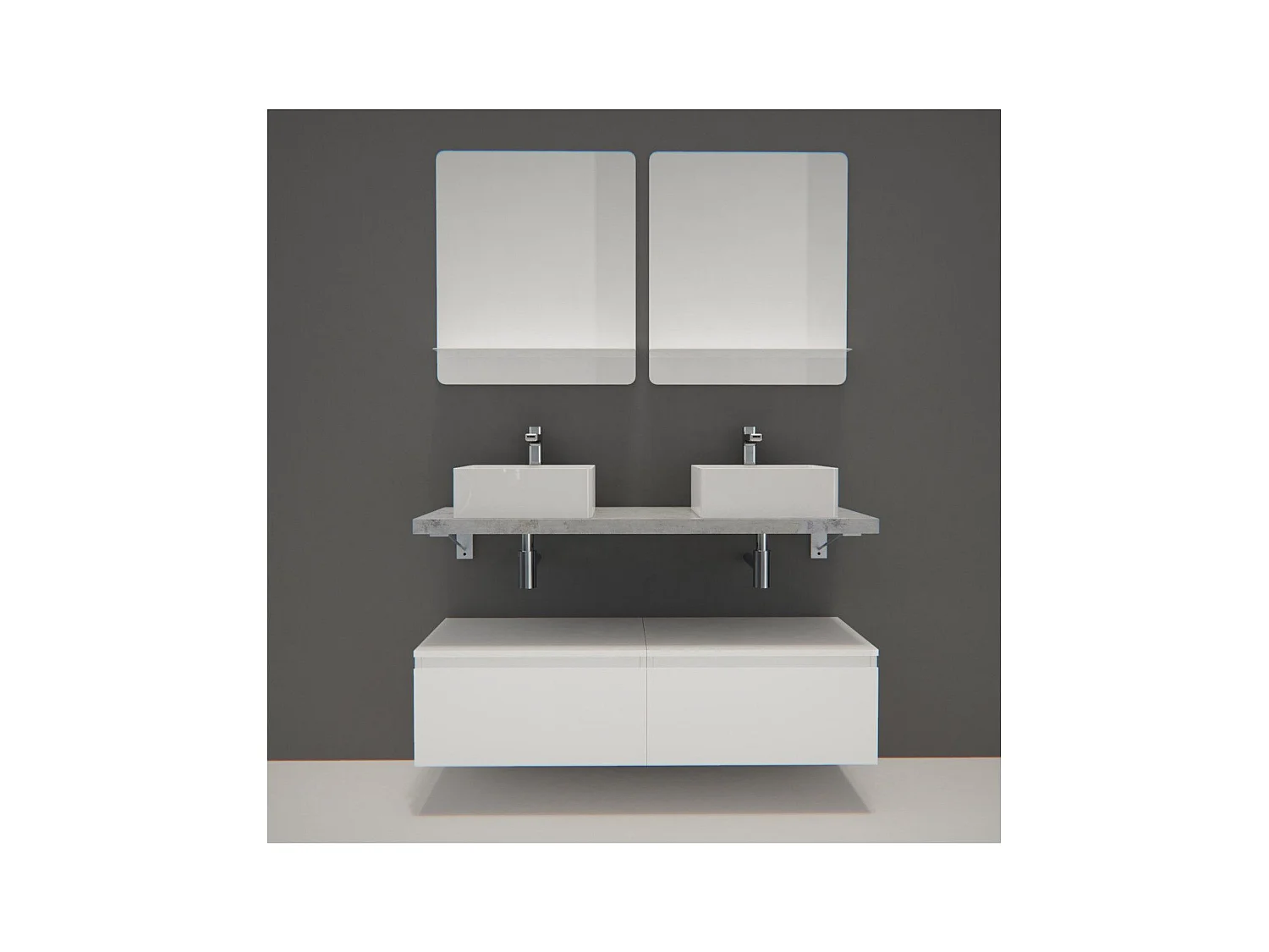 Dubbele wastafelmeubel + wastafel + WILL-spiegel