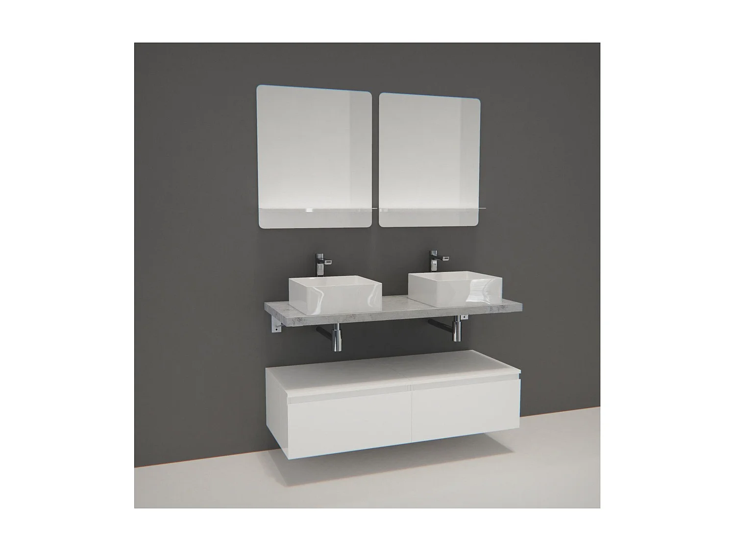 Doppelwaschtisch + Waschbecken + WILL-Spiegel