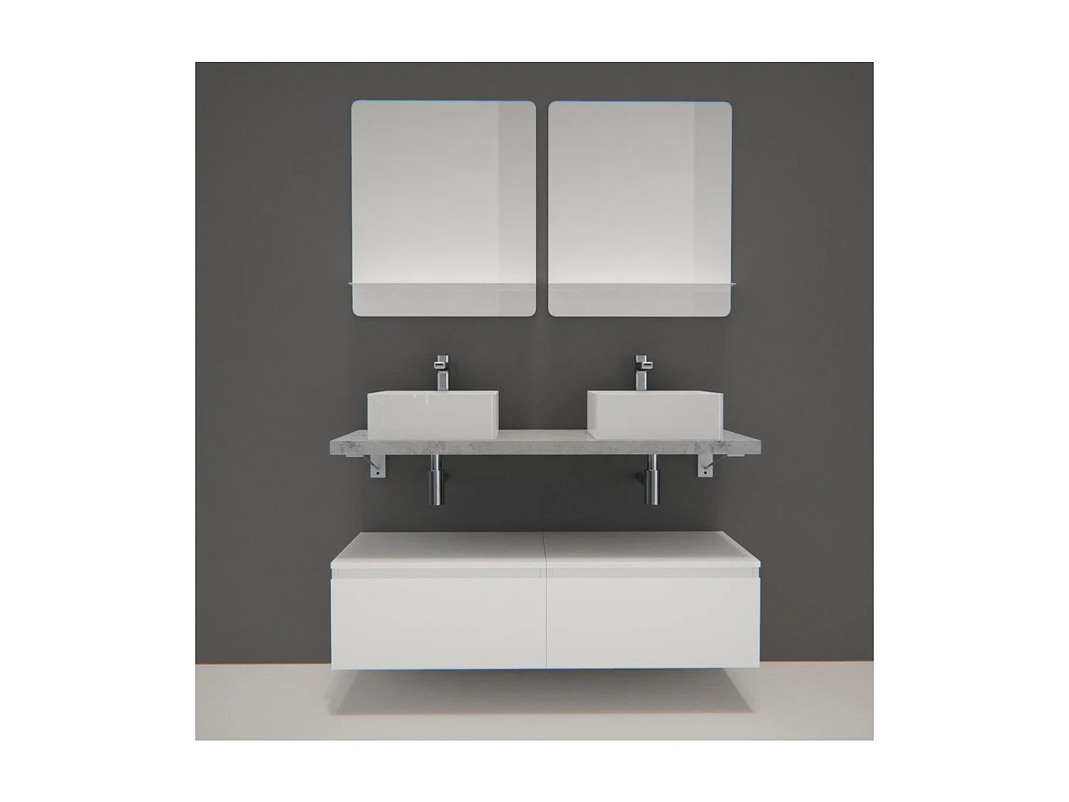 Doppelwaschtisch + Waschbecken + WILL-Spiegel