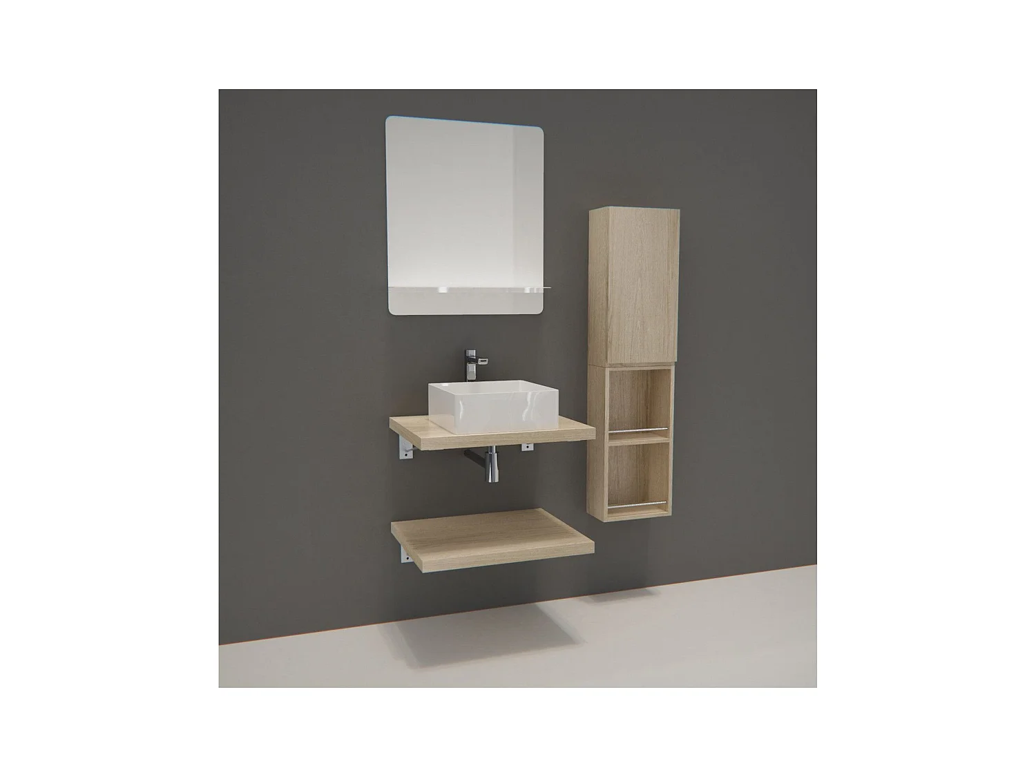 Einzelmöbel + Waschbecken + Spiegel + WILL-Säule