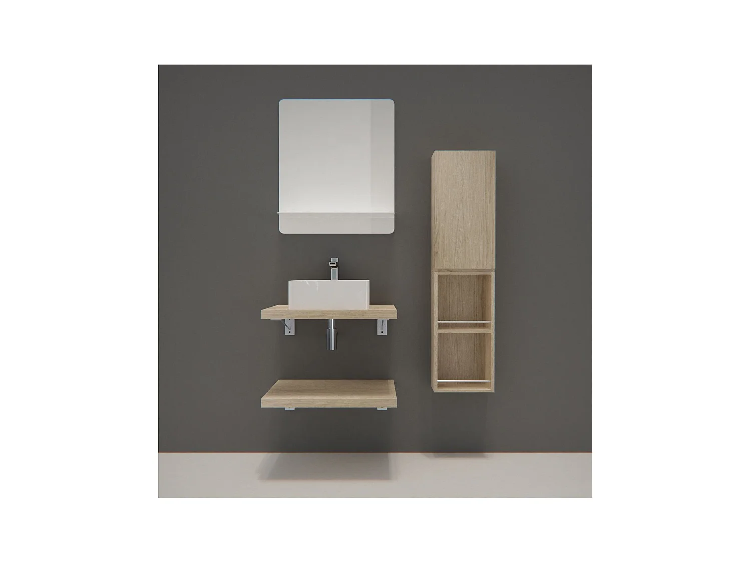 Einzelmöbel + Waschbecken + Spiegel + WILL-Säule