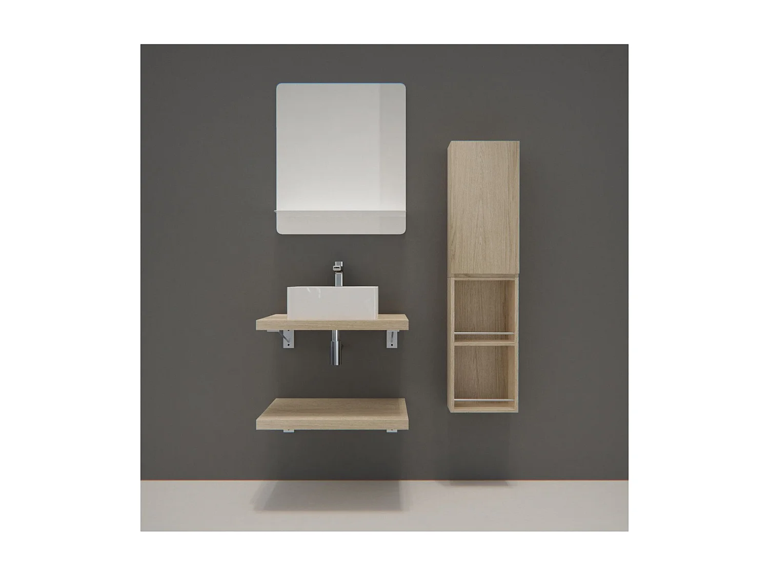 Enkele unit + wastafel + spiegel + WILL kolom