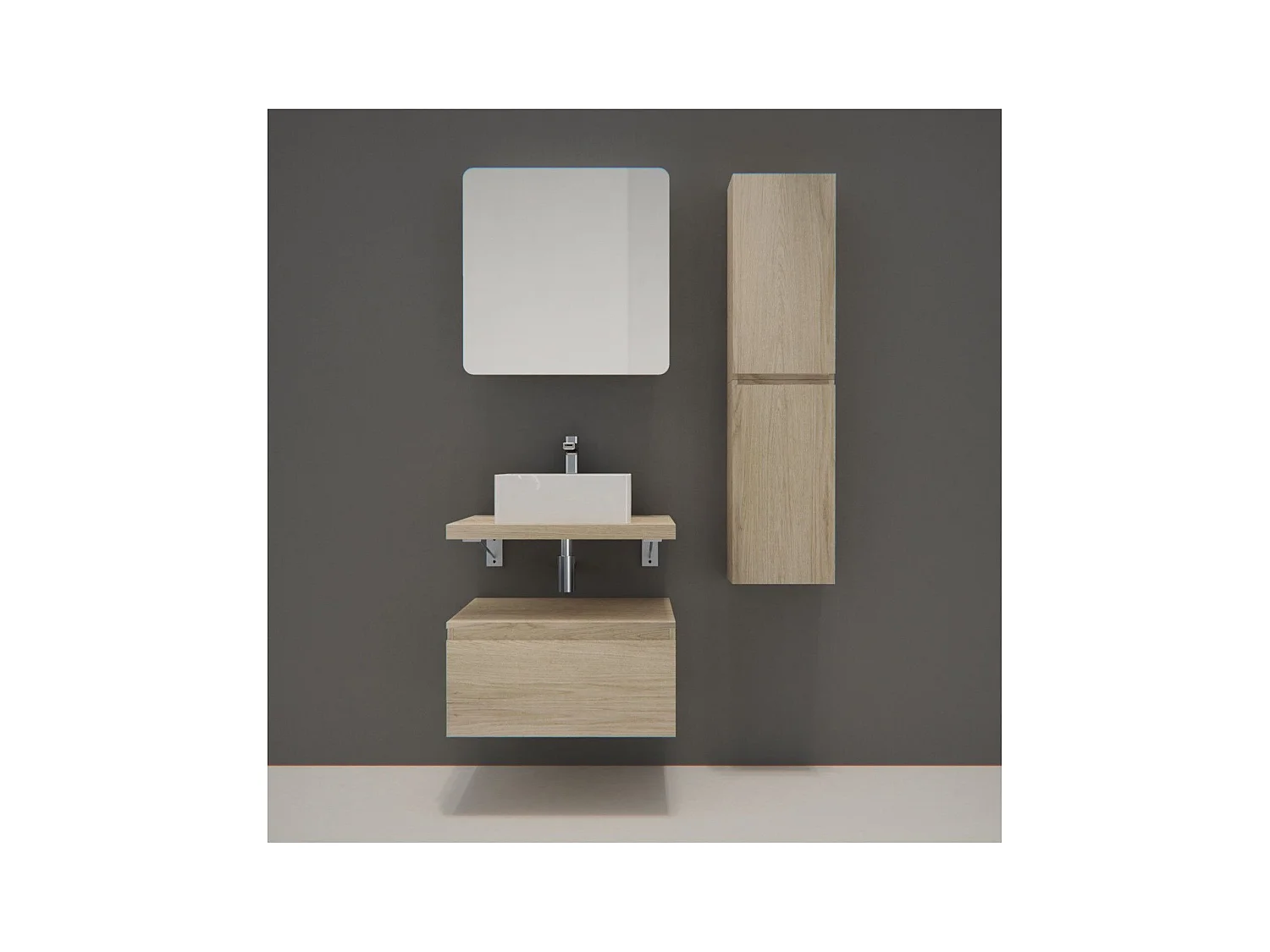 Einzelmöbel + Waschbecken + Spiegel + WILL-Säule