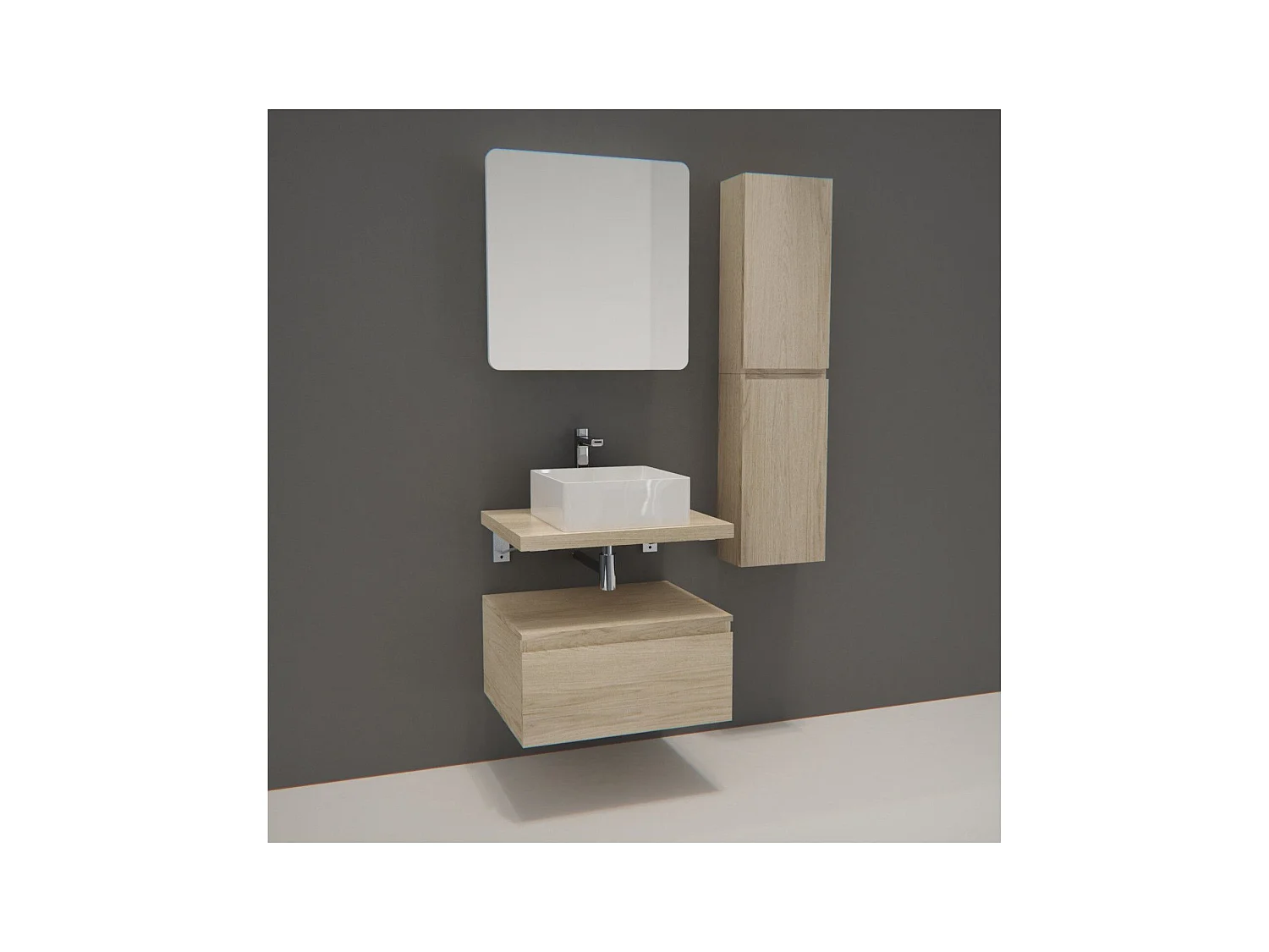 Mueble individual + lavabo + espejo + columna WILL