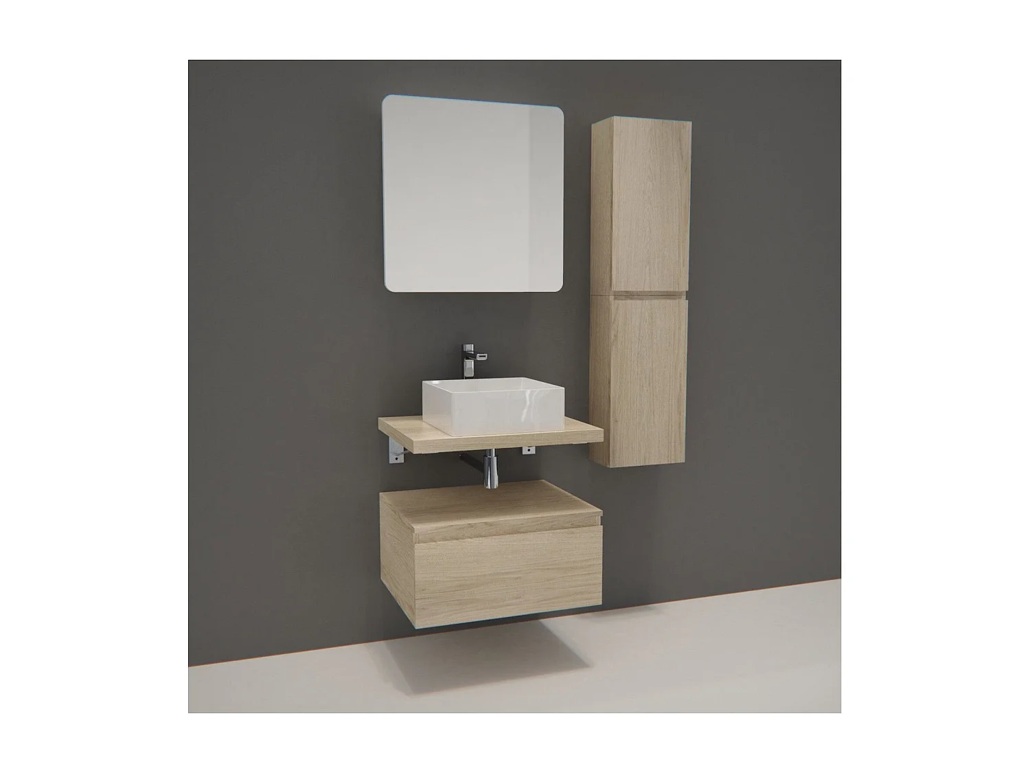 Enkele unit + wastafel + spiegel + WILL kolom