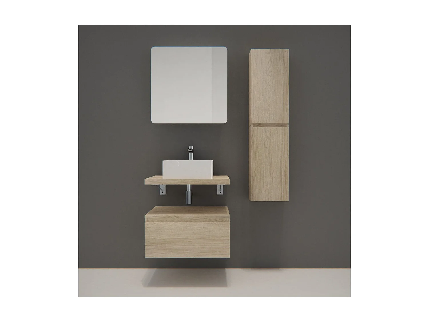 Enkele unit + wastafel + spiegel + WILL kolom