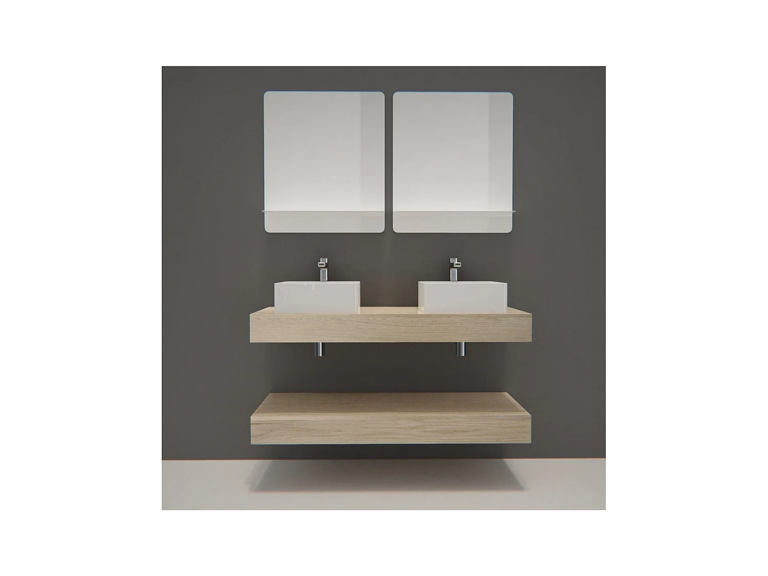 Doppelwaschtisch + Waschbecken + WILL-Spiegel