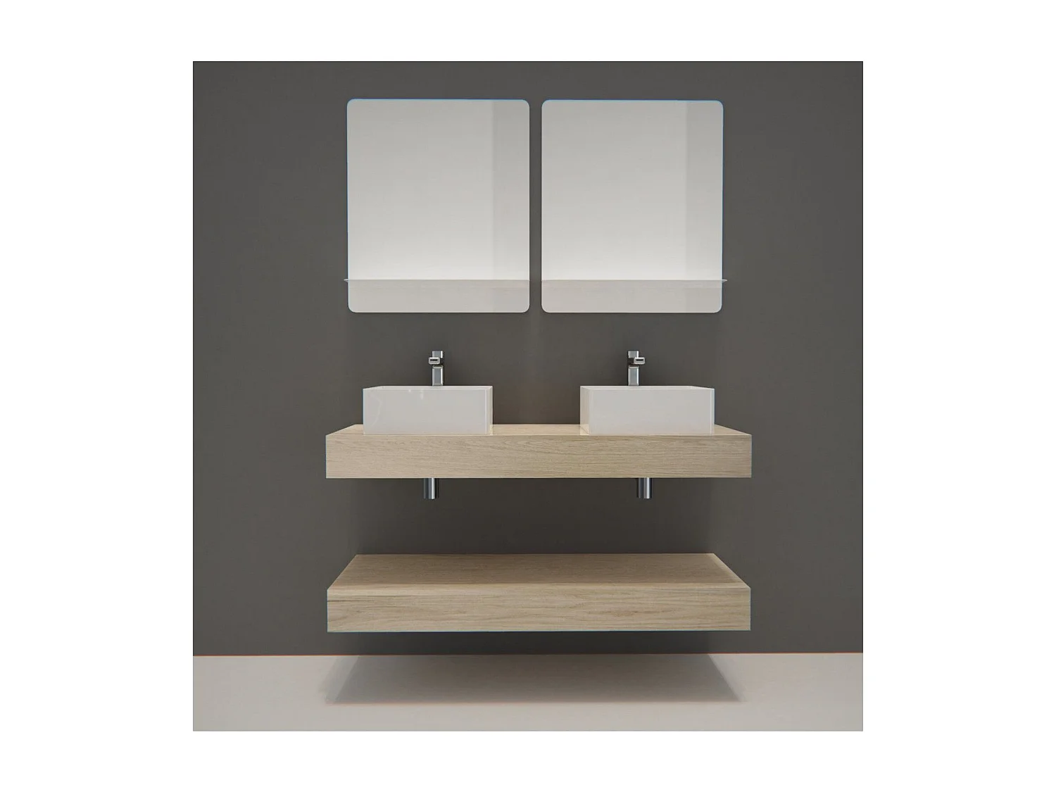 Doppelwaschtisch + Waschbecken + WILL-Spiegel