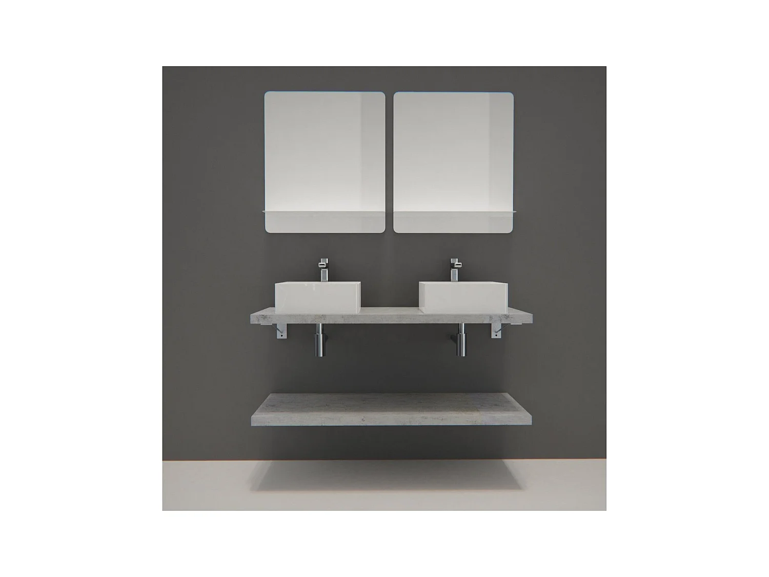 Dubbele wastafelmeubel + wastafel + WILL-spiegel