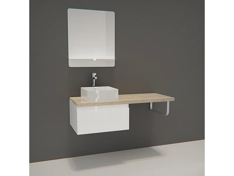 Meuble de salle de bain suspendu avec vasque et miroir WILL