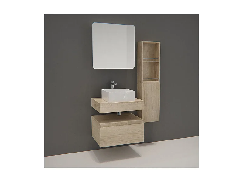 Dicker Plan + Waschbecken + Spiegel + WILL-Säule