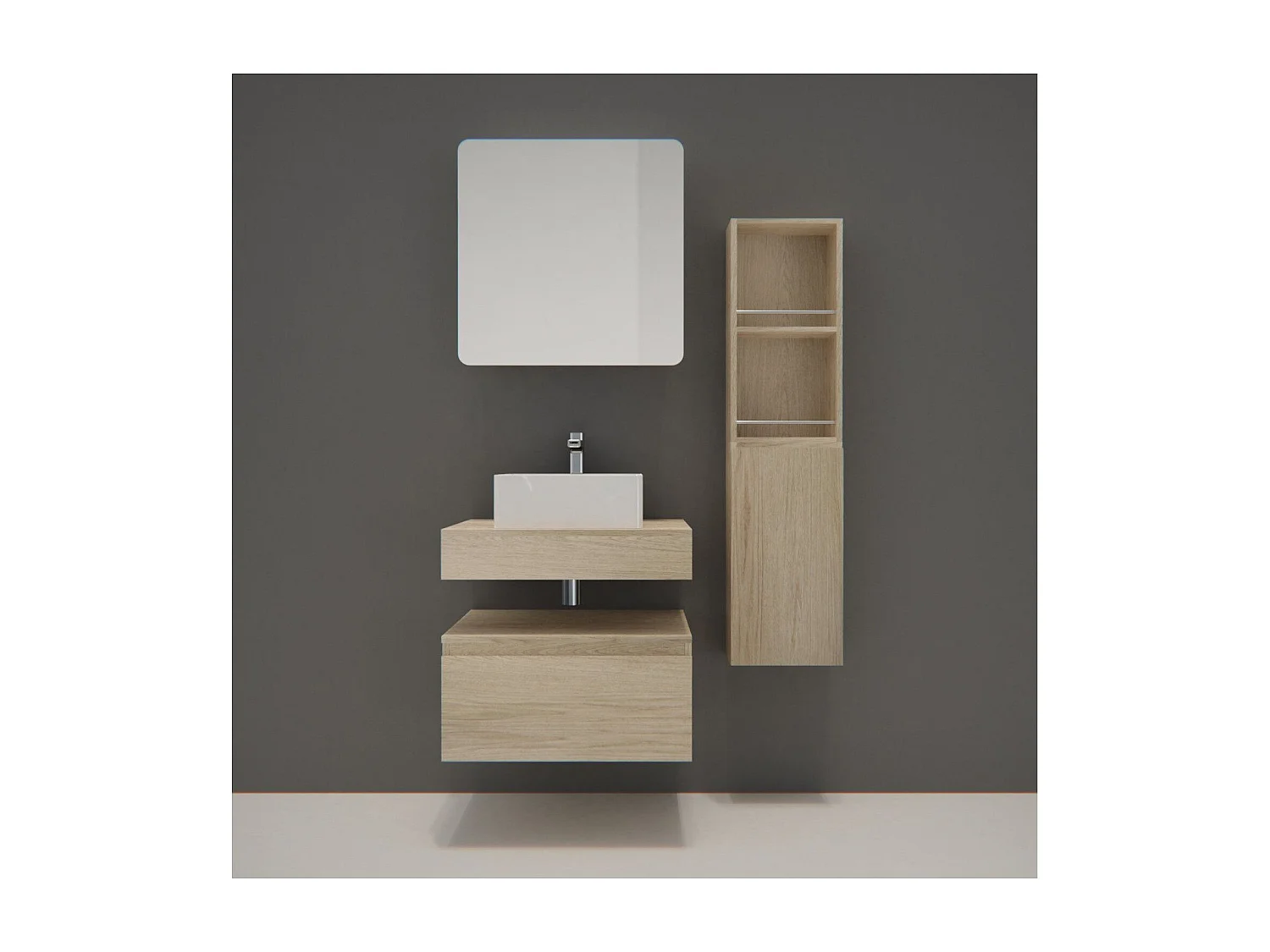 Dikke plattegrond + wastafel + spiegel + WILL-kolom