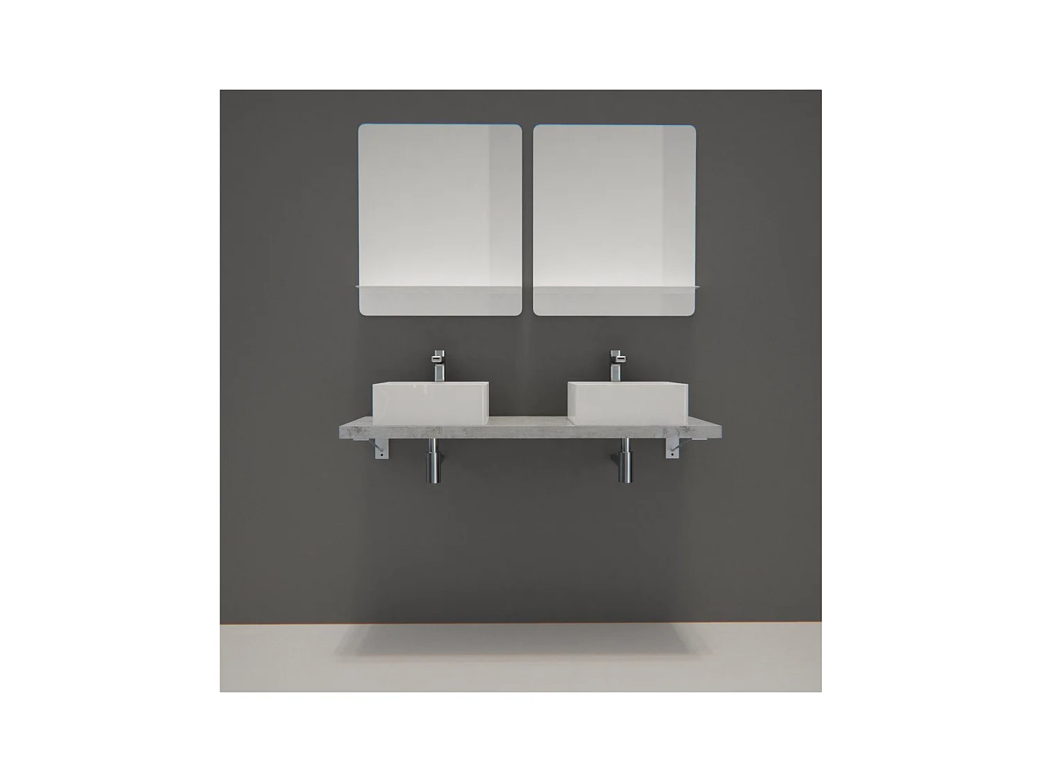 Doppelwaschtisch + Waschbecken + WILL-Spiegel