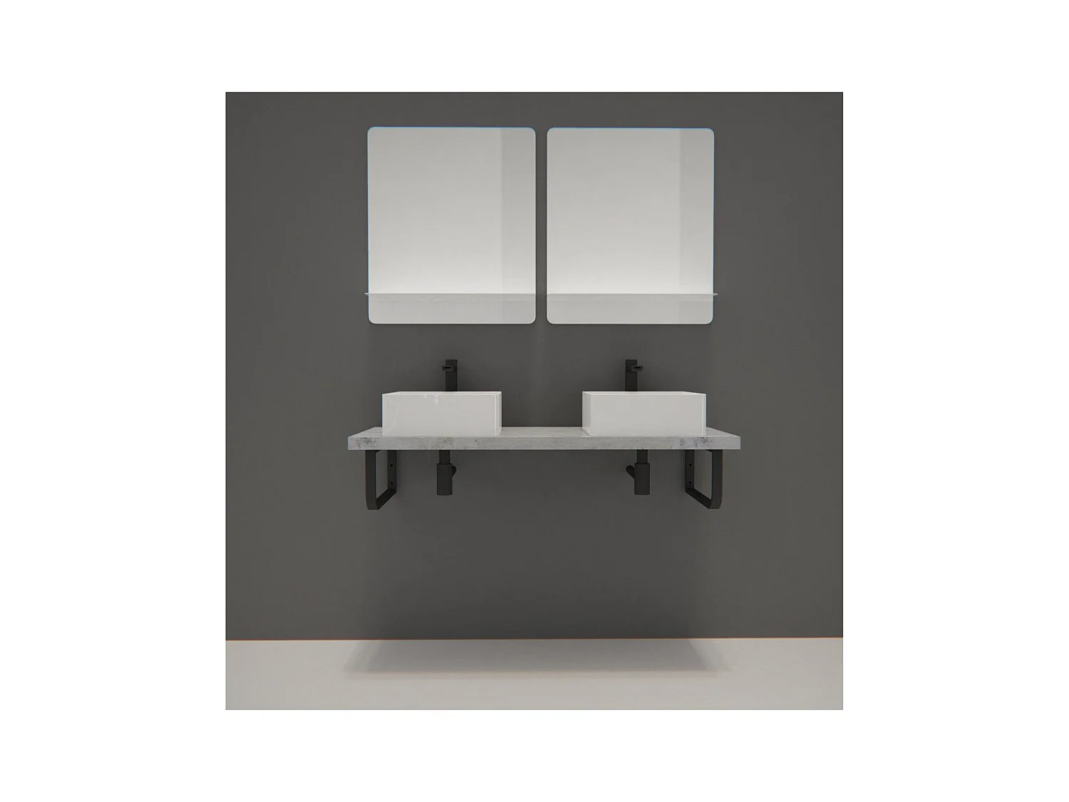 Dubbele wastafelmeubel + wastafel + WILL-spiegel