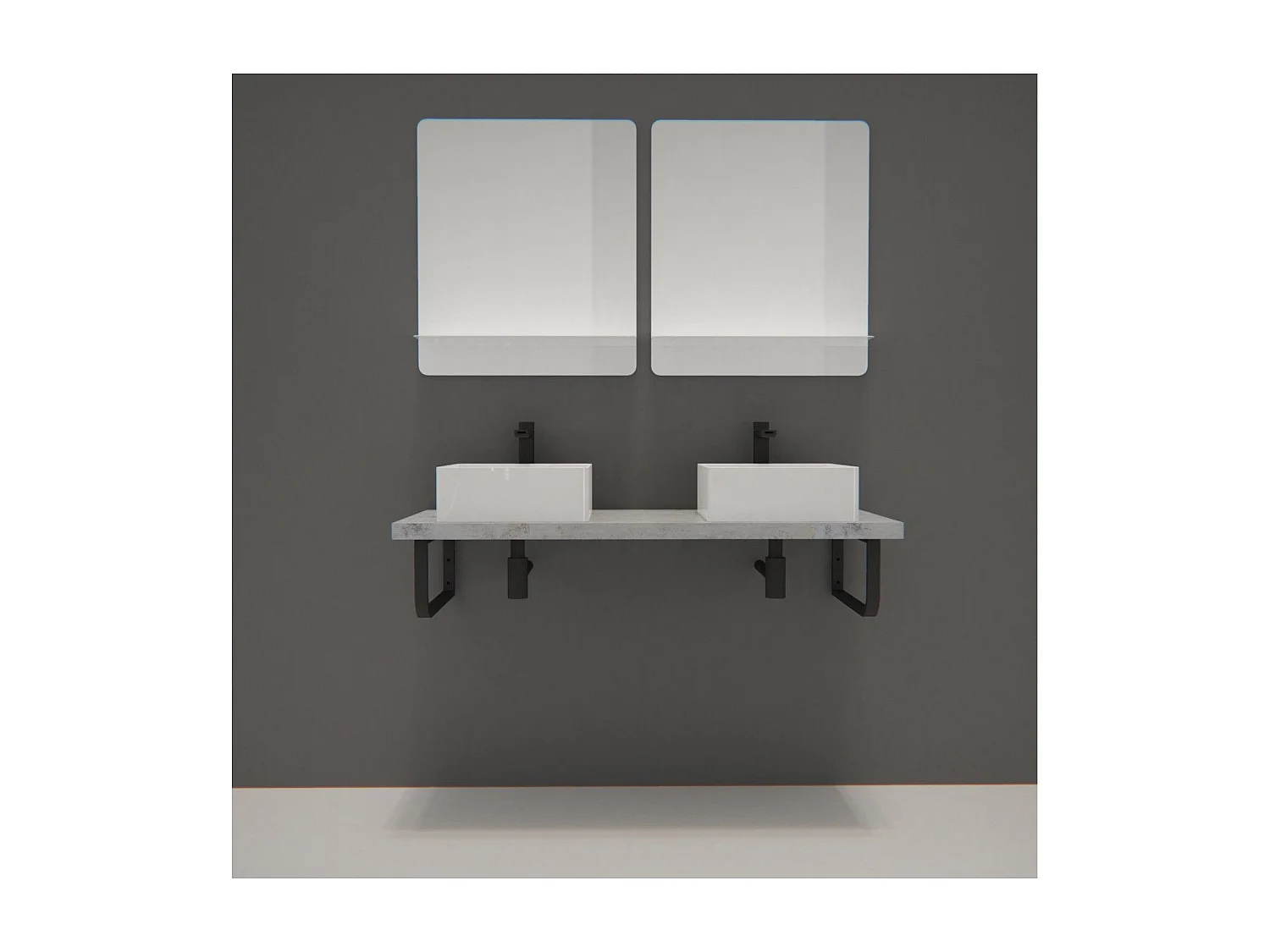 Doppelwaschtisch + Waschbecken + WILL-Spiegel