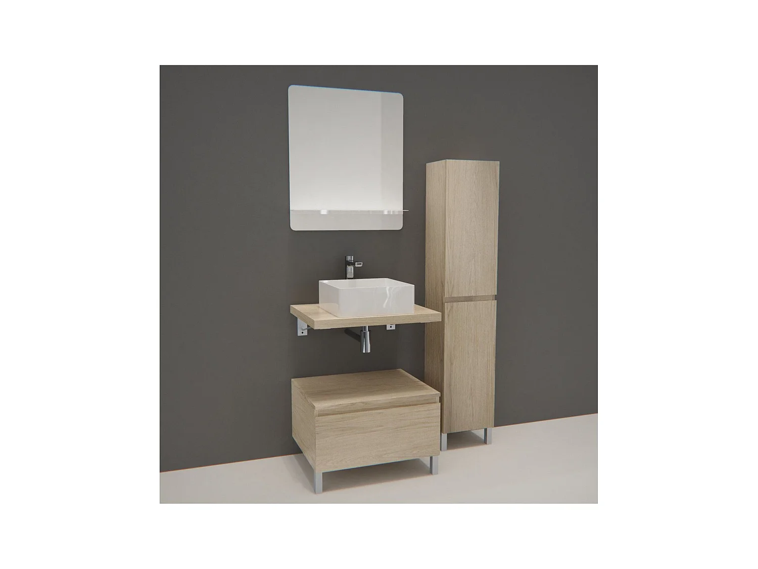 Hängeschrank + Waschbecken + Spiegel + WILL-Säule