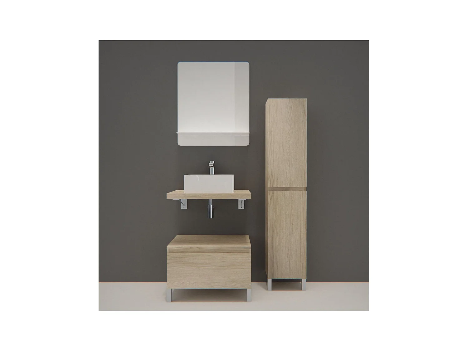 Hängeschrank + Waschbecken + Spiegel + WILL-Säule