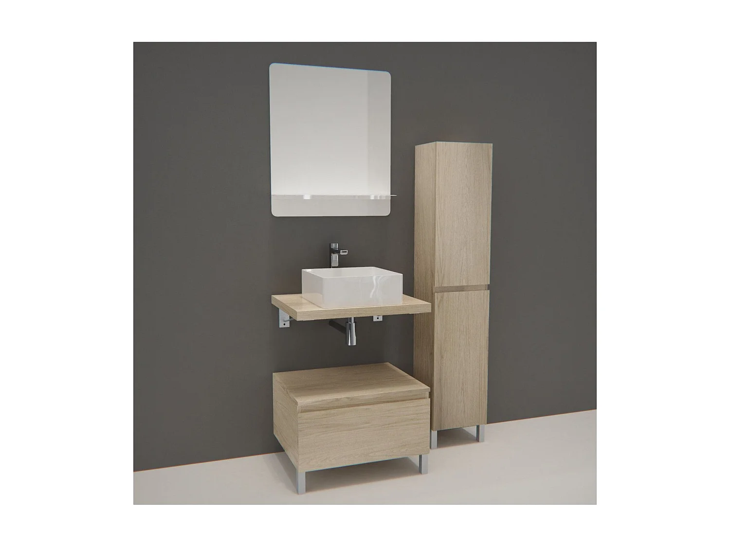 Wandmeubel + wastafel + spiegel + WILL kolom