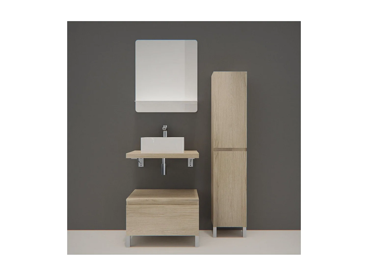 Wandmeubel + wastafel + spiegel + WILL kolom